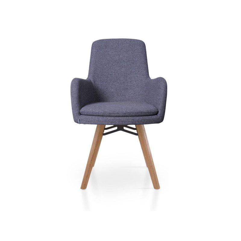 Kolçaklı Meşe Ayaklı Döşemeli Kumaş Sandalye - 147645