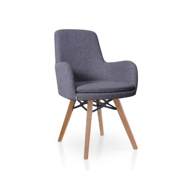 Kolçaklı Meşe Ayaklı Döşemeli Kumaş Sandalye - 147645