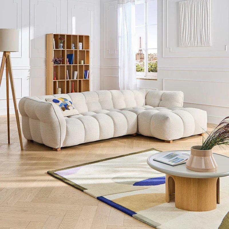 Kot Mavisi Bukle Kumaş Sağ Köşe Koltuk - 295 cm - 154622