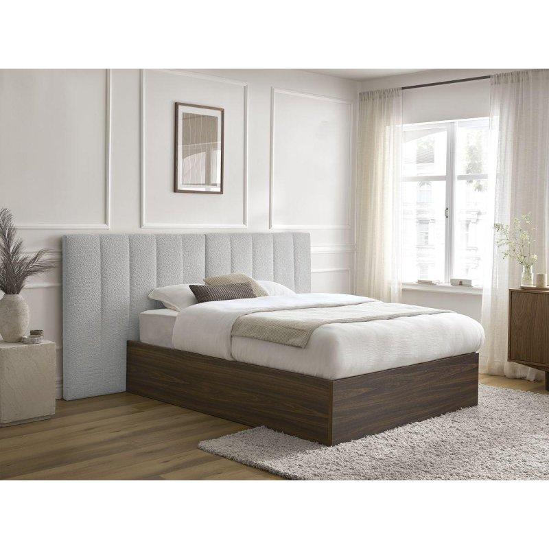 Koyu Ahşap Bukle Kumaş Sandıklı Baza - 144204