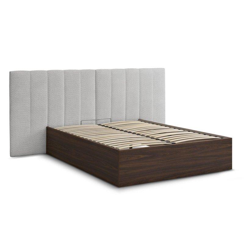 Koyu Ahşap Bukle Kumaş Sandıklı Baza - 144204