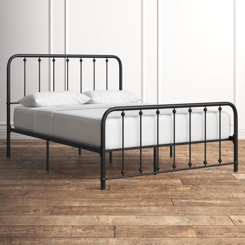 Koyu Bronz Metal Çubuk Detaylı Kavisli Karyola - 160x200 cm - 143311