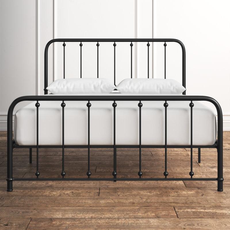 Koyu Bronz Metal Çubuk Detaylı Kavisli Karyola - 160x200 cm - 143311