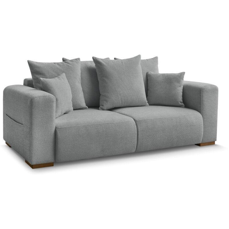 Koyu Gri Ahşap İki Kişilik Fitilli Kadife Koltuk - 208 cm - 153562