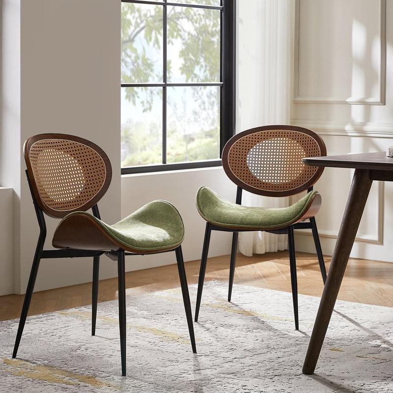 Koyu Gri Ahşap Metal Döşemeli İkili Set Rattan Sandalye - 146301
