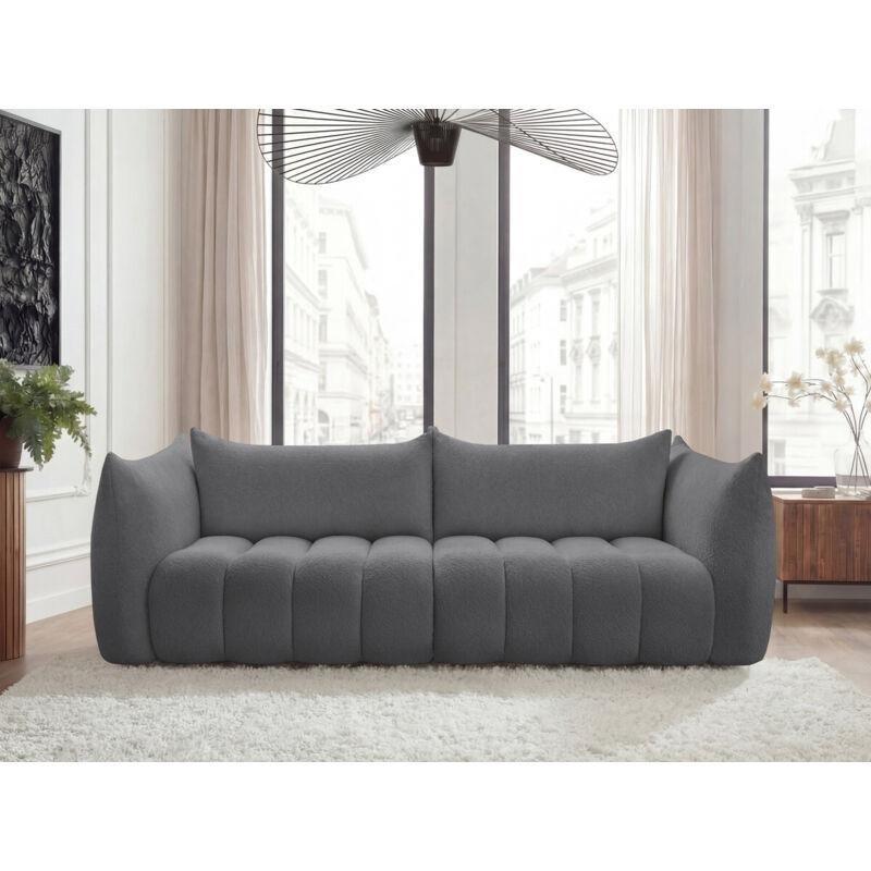 Koyu Gri Buklet Kumaş Masif Ahşap İskeletli 4 Kişilik Koltuk - 234 cm - 152157