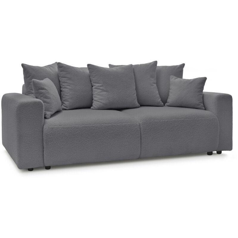 Koyu Gri Buklet Kumaş Yataklı Sandıklı 3 Kişilik Koltuk - 245 cm - 153491