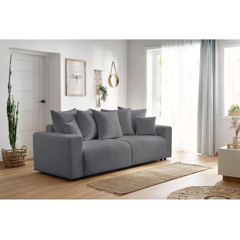 Koyu Gri Buklet Kumaş Yataklı Sandıklı 3 Kişilik Koltuk - 245 cm - 153491