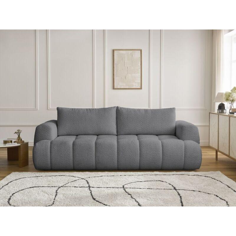 Koyu Gri Buklet Kumaş Yataklı Sandıklı 3 Kişilik Koltuk - 251 cm - 153442