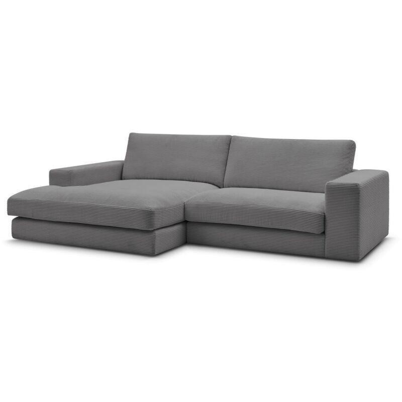 Koyu Gri Fitilli Kadife Kumaş Sol Köşe Koltuk - 234x159 cm - 153132