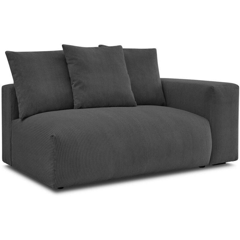 Koyu Gri Fitilli Kadife Modüler 2 Kişilik Sağ Kolçaklı Koltuk - 178x100 cm - 153843