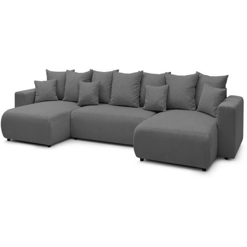 Koyu Gri Fitilli Kadife Yataklı Sandıklı Panoramik Koltuk - 386 cm - 152530