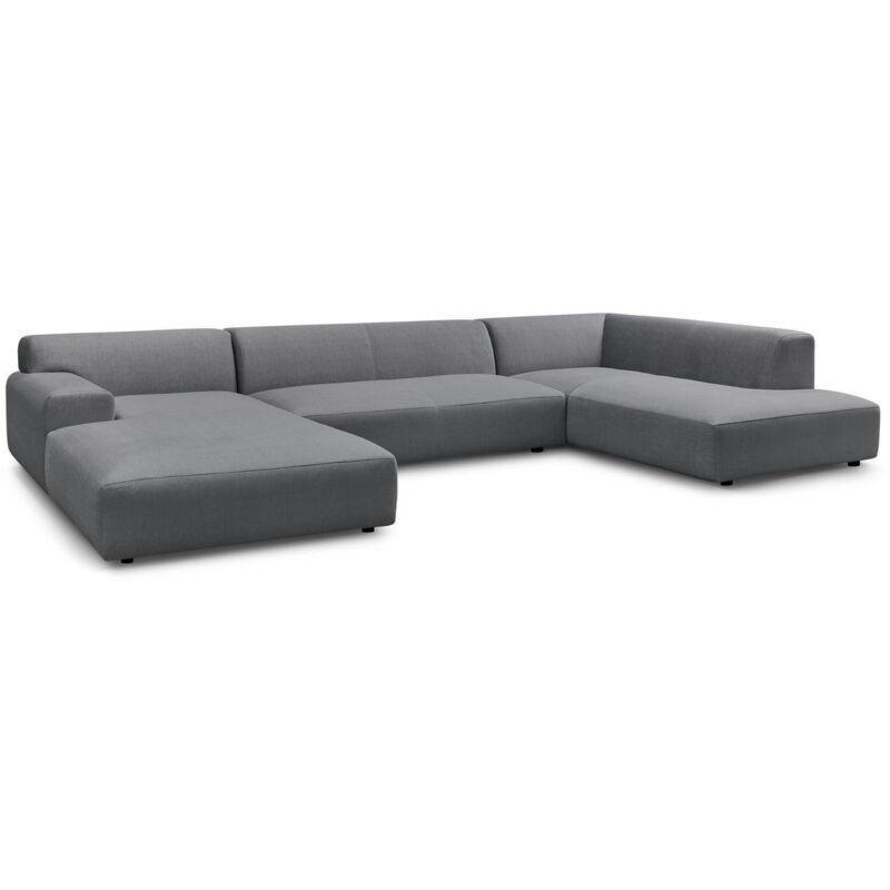 Koyu Gri Kadife Sol Köşe Panoramik Koltuk - 399 cm - 153857