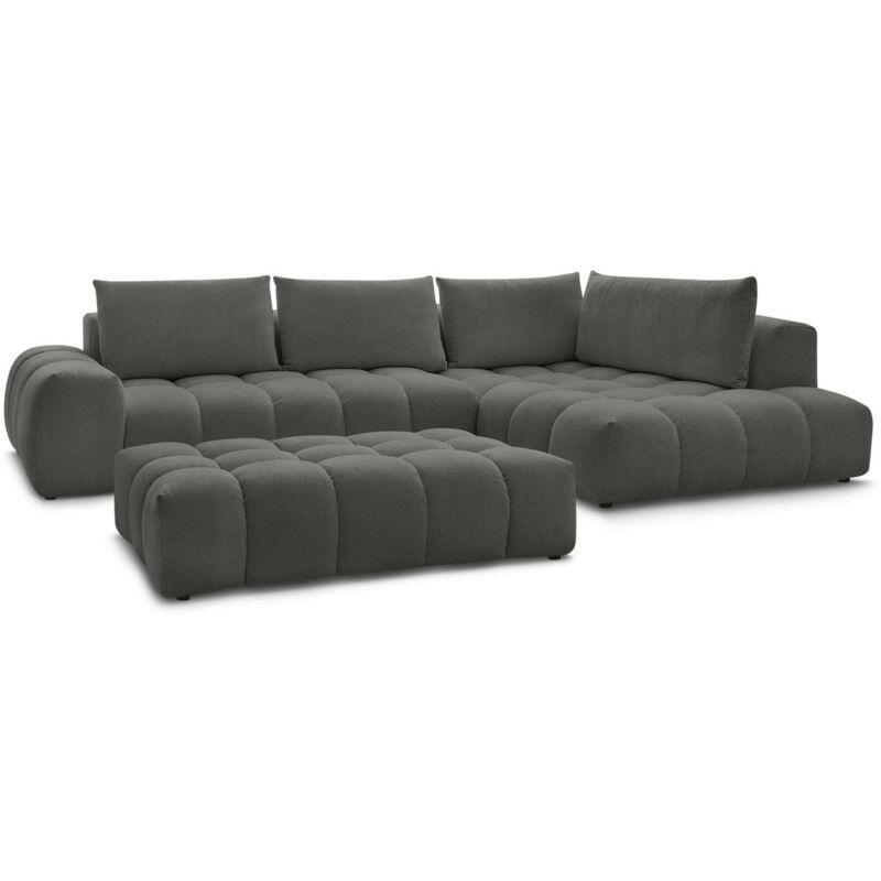 Koyu Gri Kırçıllı Kumaş 5 Kişilik Sağ Köşe Koltuk Takımı - 352x210 cm - 153178