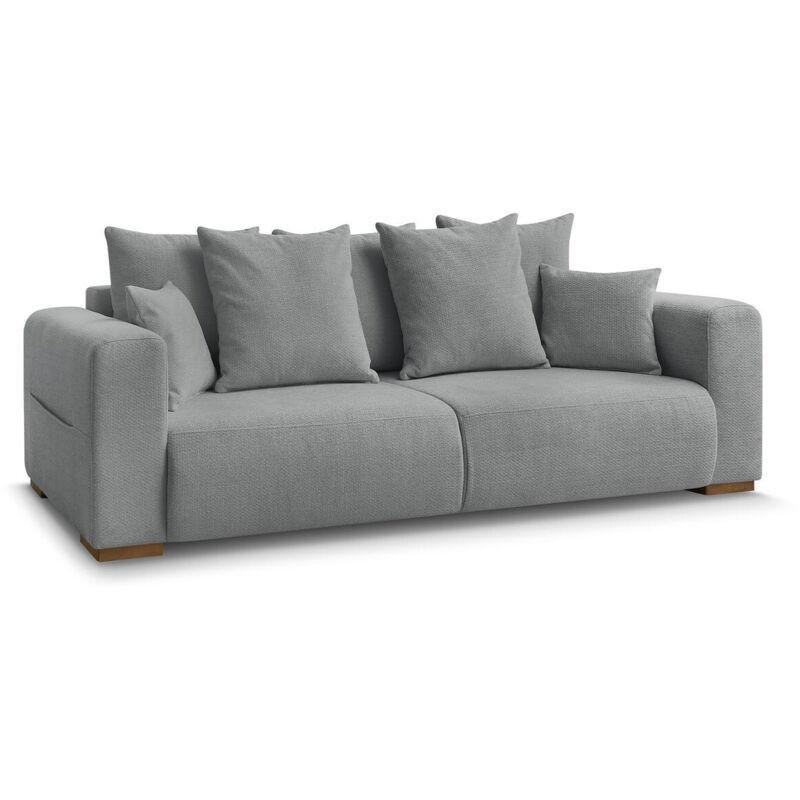 Koyu Gri Kırçıllı Kumaş Geniş Kollu 3 Kişilik Koltuk - 245 cm - 153589