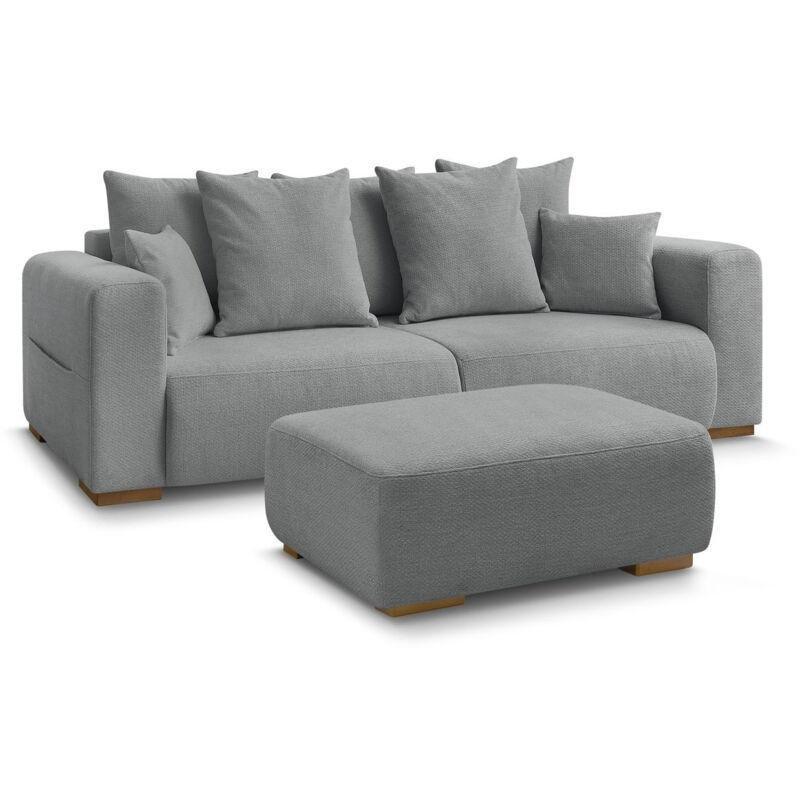 Koyu Gri Kırçıllı Kumaş Puflu Kolçak Cepli Üçlü Koltuk - 245 cm - 153586