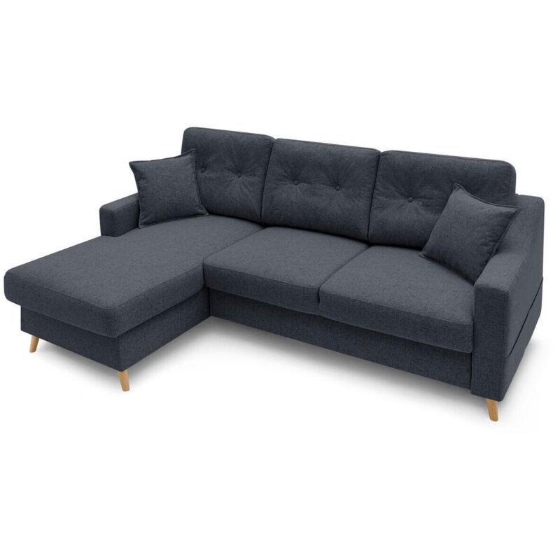 Koyu Gri Kırçıllı Kumaş Sandıklı Yataklı Sol Köşe Koltuk - 224x149 cm - 153068