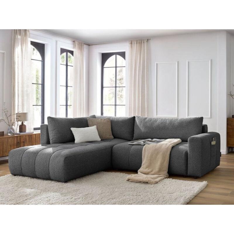 Koyu Gri Melanj Kumaş Yataklı Sandıklı Sol Köşe L Koltuk - 277x200 cm - 154126