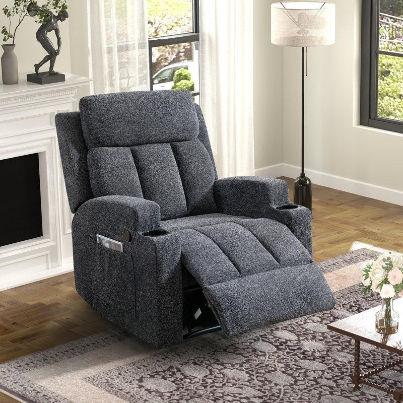 Koyu Gri Mikrofiber Isıtmalı Masajlı Bardaklıklı Manuel Tv Koltuğu - 84 cm - 156484