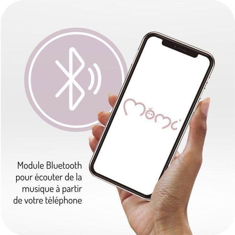 Koyu Gri Polyester Bluetooth Uzaktan Kumandalı Müzikli 5 Hızlı Cibinlikli Ana Kucağı Beşik - 65x63x45 cm - 162496