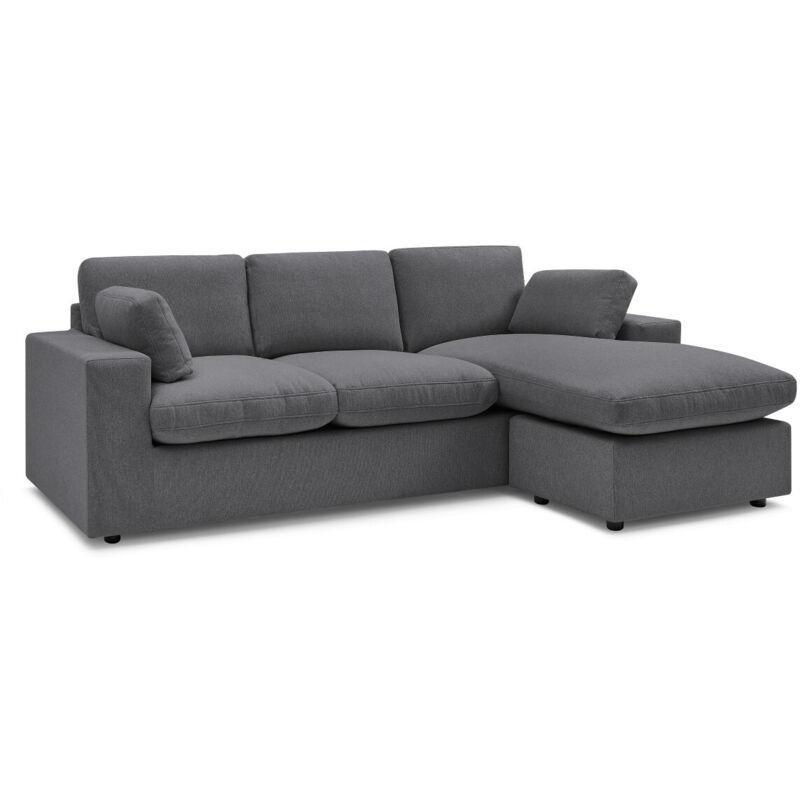 Koyu Gri Polyester Kumaş Çift Yönlü Kompakt 3 Kişilik Köşe Koltuk - 220x139 cm - 152060