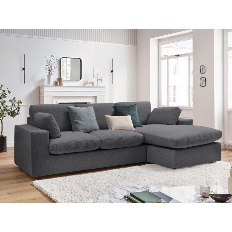 Koyu Gri Polyester Kumaş Çift Yönlü Kompakt 3 Kişilik Köşe Koltuk - 220x139 cm - 152060