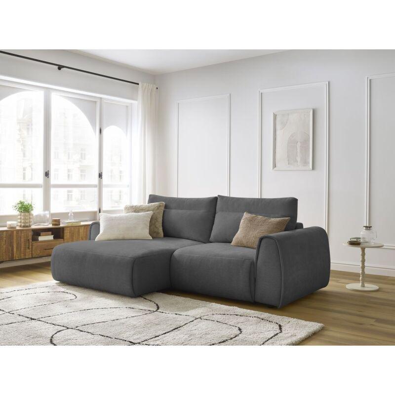 Koyu Gri Polyester Kumaş Sol Köşe Kompakt Köşe Koltuk - 246x152 cm - 153167