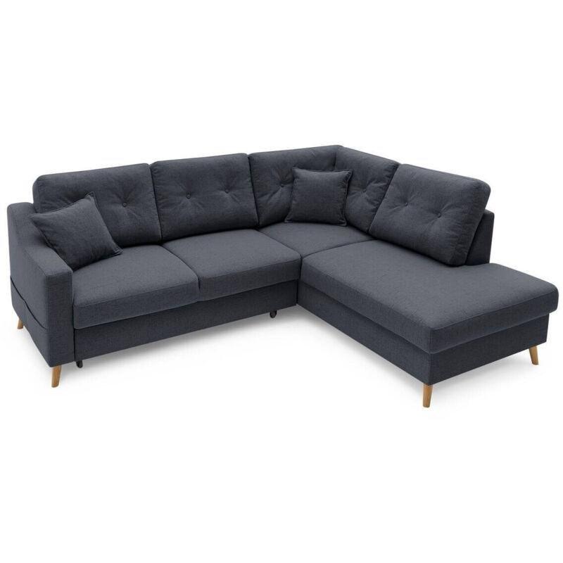 Koyu Gri Polyester Kumaş Yataklı Sağ Köşe Koltuk Takımı - 152426