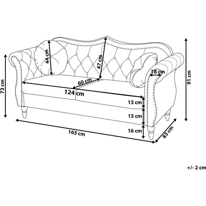 Koyu Kırmızı Kadife Kapitoneli Chesterfield İkili Koltuk - 166 cm - 152683