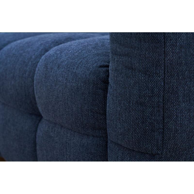 Koyu Mavi Dokulu Kadife Kumaş Puf Dahil 3 Kişilik Koltuk Takımı - 210 cm - 153418