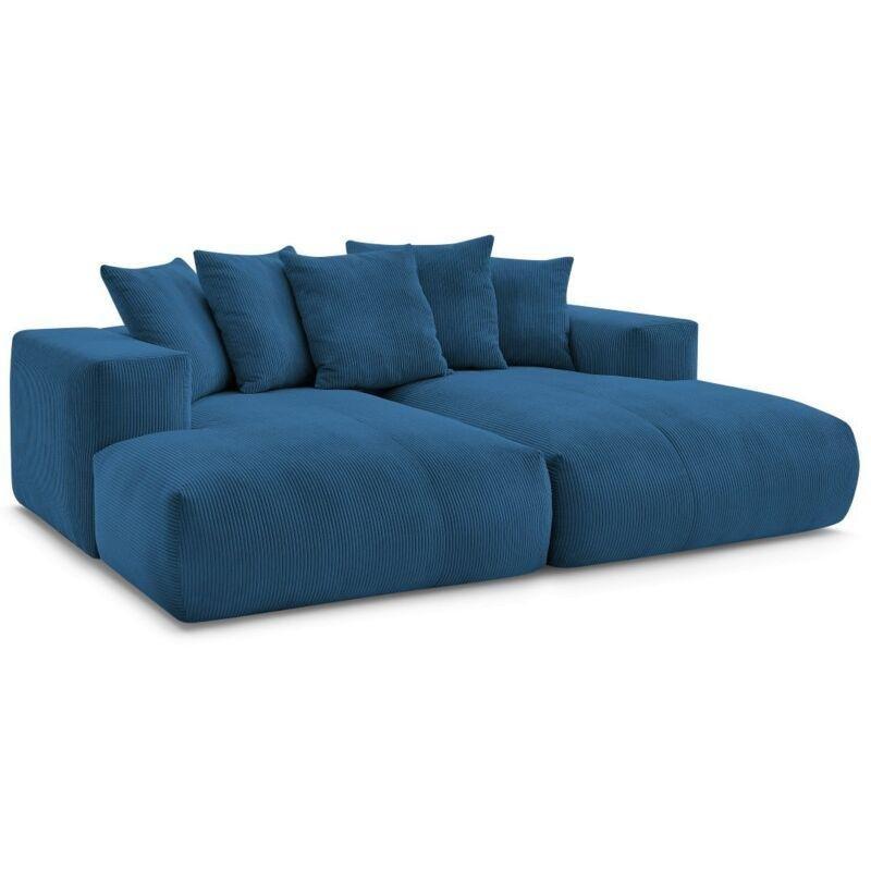Koyu Mavi Kadife Fitilli Derin Oturumlu 4 Kişilik Koltuk - 248x170 cm - 153619