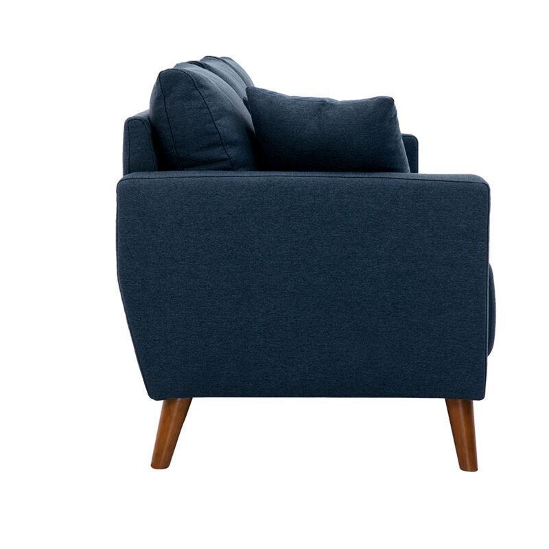 Koyu Mavi Kumaş Ceviz Renk Ahşap Ayaklı 3 Kişilik İskandinav Koltuk - 193 cm - 152249