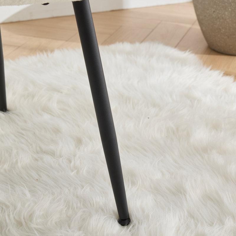 Krem Bukle Kumaş Metal Ayaklı Fıçı Tasarımlı Bohem Sandalye - 2li Set - 145539