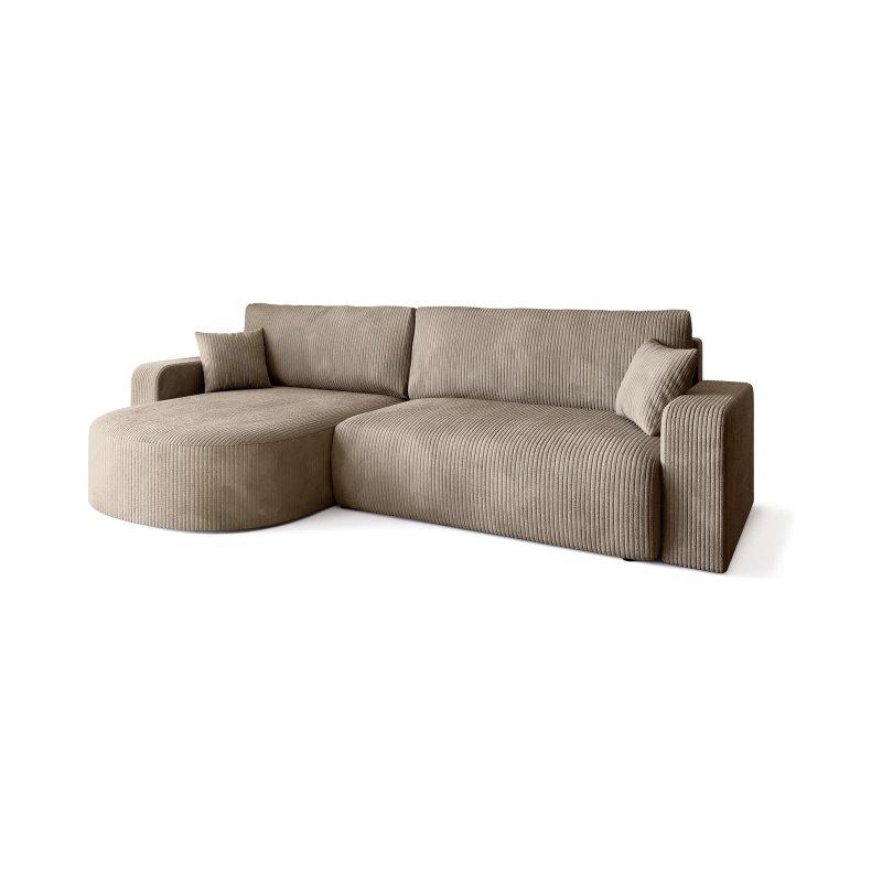 Krem Fitilli Kadife Yataklı Köşe Koltuk - 170x275 cm - 156004