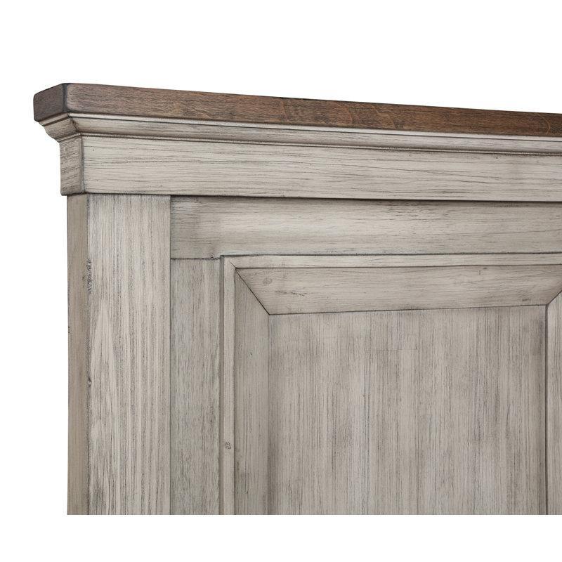 Krem Masif Akasya Ahşap Eskitme Detaylı Karyola - 208x233 cm - 142216