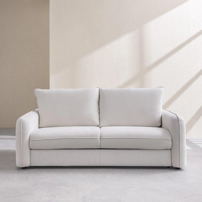 Krem Norcia Kumaş İtalyan Mekanizmalı Yataklı İkili Koltuk - 200 cm - 155038