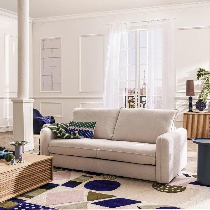 Krem Norcia Kumaş İtalyan Mekanizmalı Yataklı İkili Koltuk - 200 cm - 155038