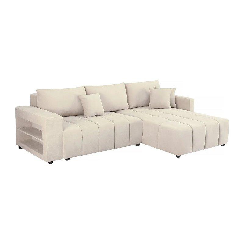 Krem Şönil Kumaş 3 Kişilik Yataklı Köşe Koltuk - 233 cm - 155689