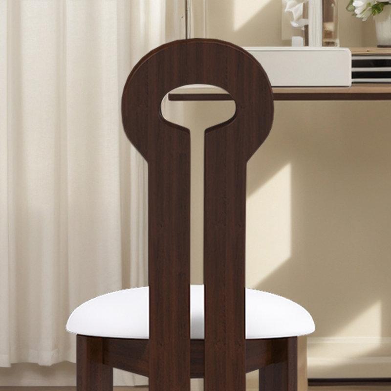 Krem Suni Deri Döşemeli Kolçaksız Masif Ceviz Sandalye - 2li Set - 145635