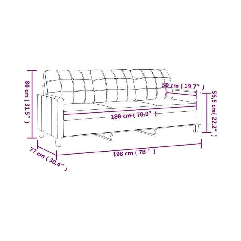 Krem Suni Deri Üçlü Koltuk - 198 cm - 155449