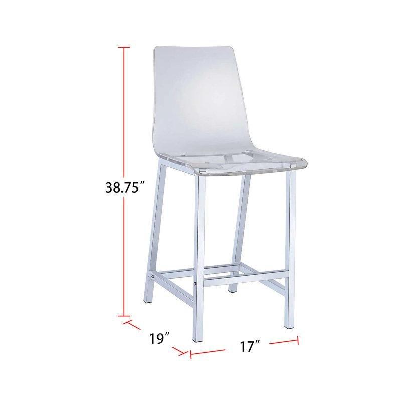 Krom Ayaklı Şeffaf Sırtlı Plastik Bar Sandalyesi - 2li Set - 148389