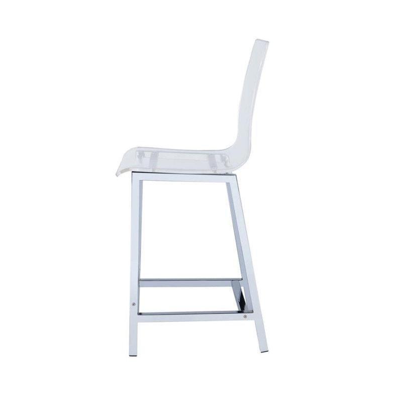 Krom Ayaklı Şeffaf Sırtlı Plastik Bar Sandalyesi - 2li Set - 148389
