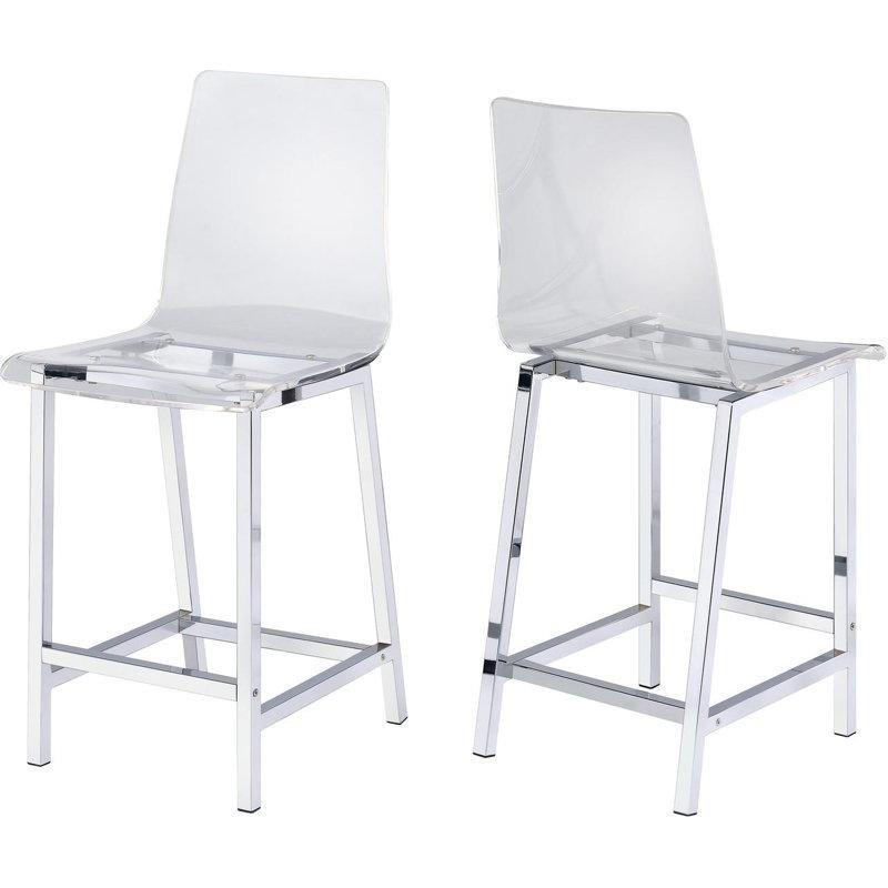 Krom Ayaklı Şeffaf Sırtlı Plastik Bar Sandalyesi - 2li Set - 148389
