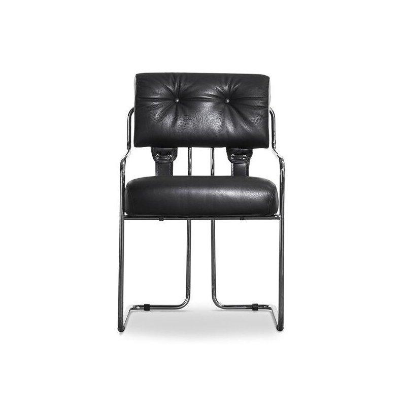 Krom Çelik Deri Döşemeli Kolçaklı Konsol Sandalye - 147219