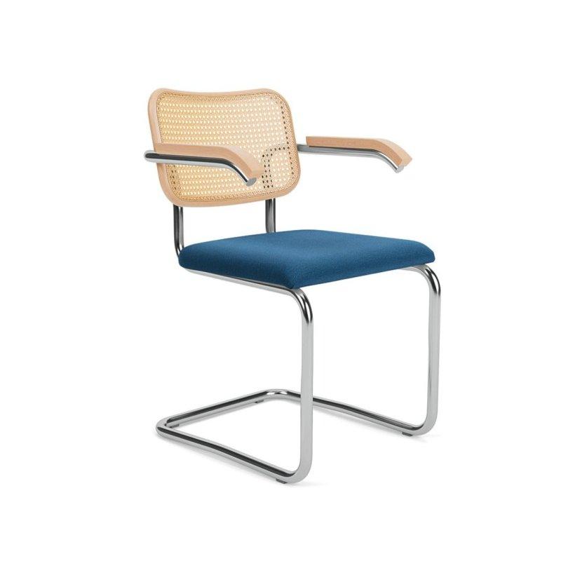 Krom Çelik Kolçaklı Hasır Sırtlı Konsol Sandalye - 80 cm - 147474