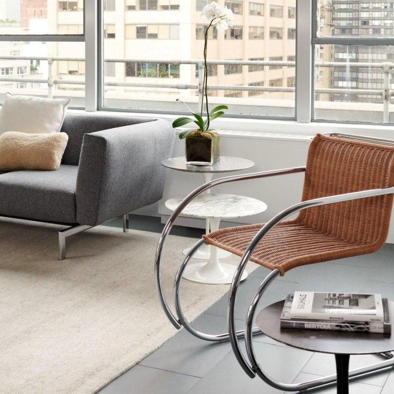 Krom Çerçeveli Rattan Kolçaklı Konsol Sandalye - 147447