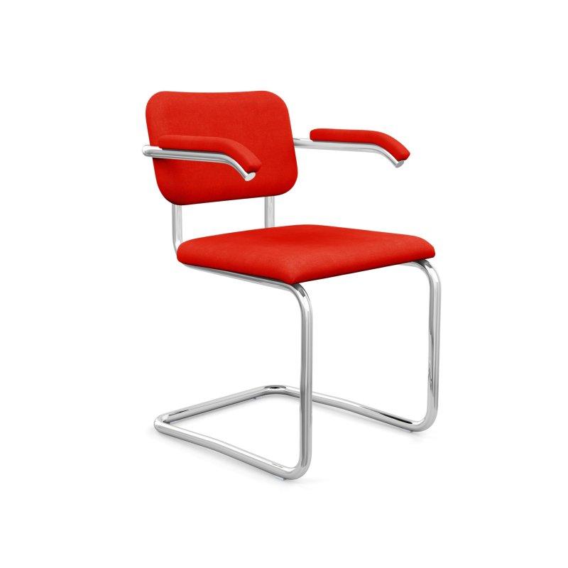 Krom Kaplama Çelik Kolçaklı Kumaş Döşemeli Konsol Sandalye - 56x58x80 cm - 147453