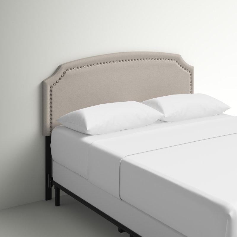 Krom Zımba Detaylı Polyester Kumaş Kemerli Yatak Başlığı - 160 cm - 144654