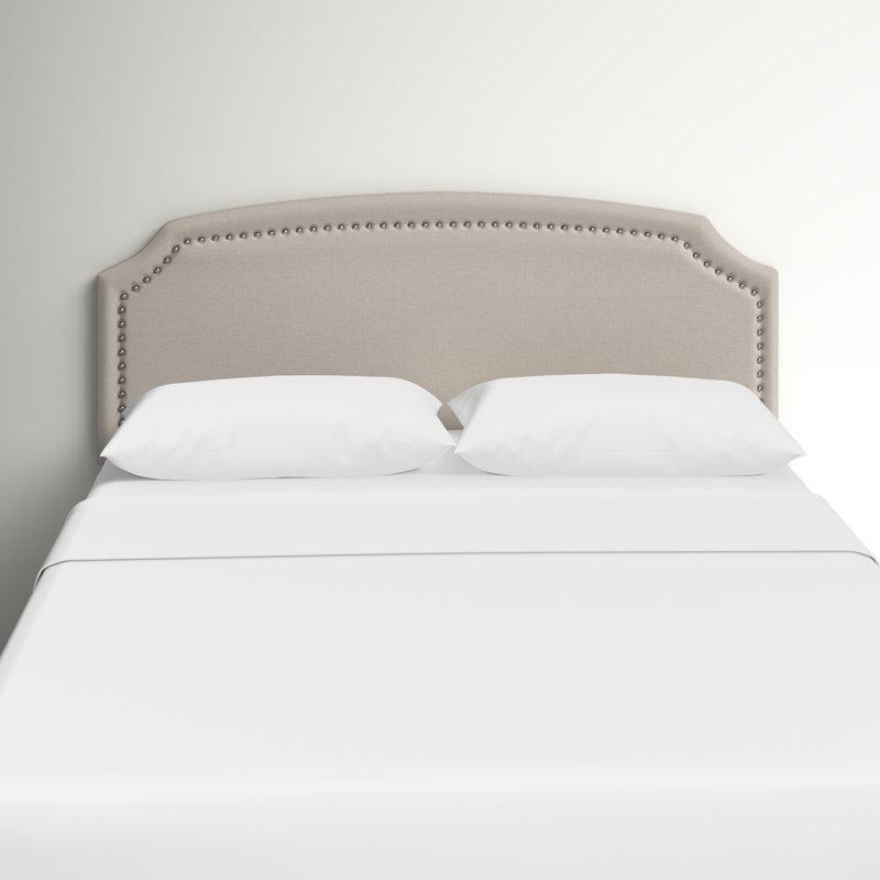Krom Zımba Detaylı Polyester Kumaş Kemerli Yatak Başlığı - 160 cm - 144654