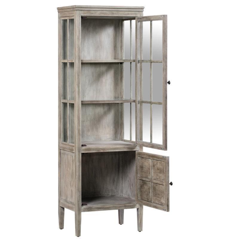 Kül Rengi Gri Akasya Ağacı İki Kapaklı Cam Vitrin - Gümüşlük - 55x173 cm - 156955